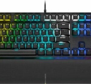 CORSAIR - K60 RGB Pro SE Full-size Wired Mechanical Cherry Viola Linear Gaming Keyboard with PBT Double-Shot Keycaps - Black