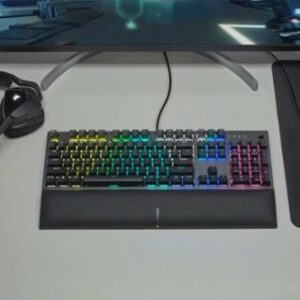 CORSAIR - K60 RGB Pro SE Full-size Wired Mechanical Cherry Viola Linear Gaming Keyboard with PBT Double-Shot Keycaps - Black