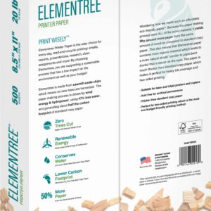 Elementree - Sustainable Printer Paper For Everyday Printing and Copying, 8.5 x 11 20lb/ 75gsm 500 Sheets Per Ream (00918) - White