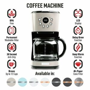 Haden - 12-Cup Programmable Coffee Maker with Strength Control and Timer - Putty