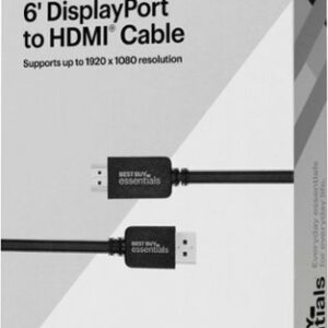 Best Buy essentials™ - 6' DisplayPort to HDMI Cable - Black