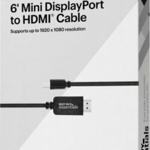 Best Buy essentials™ - 6' Mini DisplayPort to HDMI Cable - Black