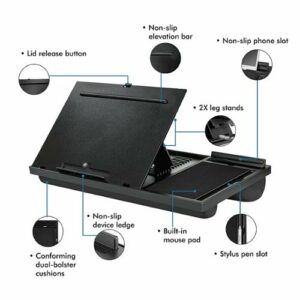 LapGear - Ergo Pro Adjustable Lap Desk for 15.6" Laptop or Tablet - Black