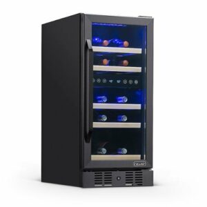 NewAir - 15” Built-in 29 Bottle Dual Zone Compressor Wine Fridge - Black Stainless Steel