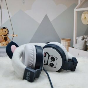 Planet Buddies - Furry Kids Linkable Wired Headphones (Pippin the Panda) - Black