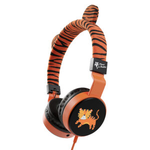 Planet Buddies - Furry Kids Linkable Wired Headphones (Charlie the Tiger) - Orange