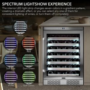 Whynter - Elite Spectrum Lightshow 54 Bottle 24 inch Built-in Wine Refrigerator - Stainless Steel