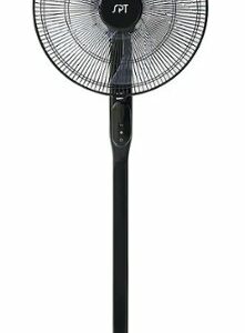 Sunpentown - 16″ DC-Motor Energy Saving Stand Fan with Remote and Timer - Piano Black