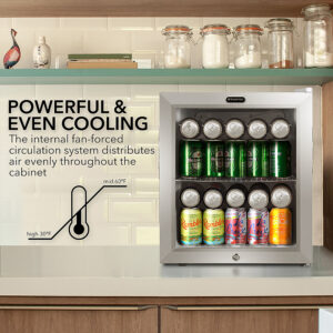 Whynter - 62-Can Beverage Refrigerator With Lock - Silver