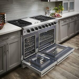 Thor Kitchen - 6.8 cu ft Double Oven Freestanding Liquid Propane Convection Gas Range - Stainless Steel