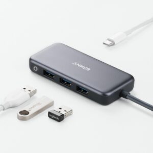 Anker - USB C Hub, 4-in-1 USB-C, with 60W PD, 3 USB-A, 1 USB-C - Gray