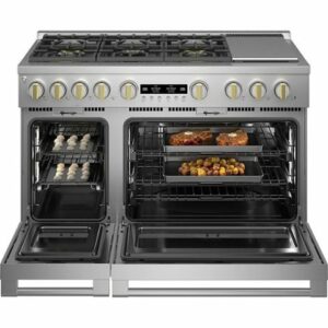 Monogram - 8.25 Cu. Ft. Freestanding Double Oven Dual Fuel Convection Range with Self-Clean, Built-In Wi-fi, and 6 Burners - Stainless Steel