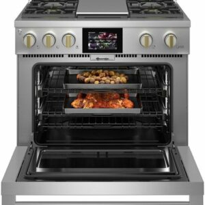 Monogram - 5.7 Cu. Ft. Freestanding Dual Fuel Convection Range with Self-Clean and 4 Burners - Stainless Steel