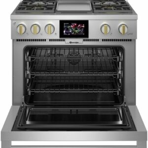 Monogram - 5.7 Cu. Ft. Freestanding Dual Fuel Convection Range with Self-Clean and 4 Burners - Stainless Steel