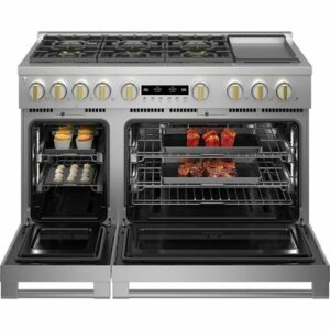 Monogram - 8.9 Cu. Ft. Freestanding Double Oven Gas Convection Range with 6 Burners - Stainless Steel