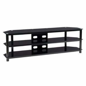 CorLiving - TV Bench with Open Shelves for TVs up to 85" - Black Gloss