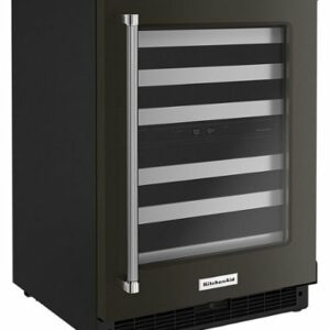 KitchenAid - 46-Bottle Dual Zone Wine Cellar with Glass Door and Metal-Front Racks - Black Stainless Steel