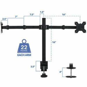 Mount-It! - Dual Computer Monitor Mount - Black