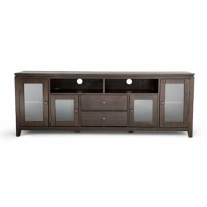 Simpli Home - Cosmopolitan Solid Wood 72 inch Wide Contemporary TV Media Stand For TVs up to 80 inches - Mahogany Brown