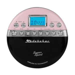 Studebaker - Joggable Personal CD Player with Wireless FM Transmission and FM PLL Radio - Pink/Black