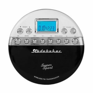 Studebaker - Joggable Personal CD Player with Wireless FM Transmission and FM PLL Radio - Black/White