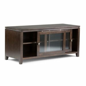 Simpli Home - Cosmopolitan Solid Wood 48 inch Wide Contemporary TV Media Stand For TVs up to 50 inches - Mahogany Brown