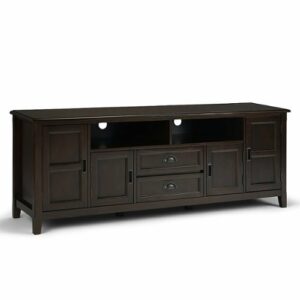 Simpli Home - Burlington Solid Wood 72 inch Wide Transitional TV Media Stand For TVs up to 80 inches - Mahogany Brown