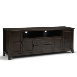 Simpli Home - Burlington Solid Wood 72 inch Wide Transitional TV Media Stand For TVs up to 80 inches - Mahogany Brown