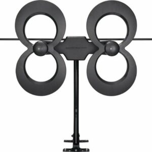 Antennas Direct - ClearStream 4MAX Complete Amplified Indoor/Outdoor HDTV Antenna with Mast, Coaxial Cable, Amplifier, and 3-Way Splitter - Black