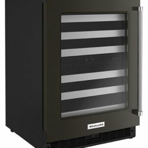 KitchenAid - 46-Bottle Dual-Zone Wine Cellar with Glass Door and Metal-Front Racks - Black Stainless Steel