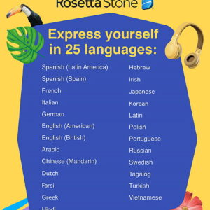 Rosetta Stone - Learn UNLIMITED Languages with Lifetime access -  Learn 24+ Languages - Android, Mac OS, Windows, Apple iOS [Digital]