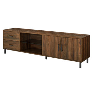 Walker Edison - Modern Low Profile TV Console for TV's up to 80" - Dark Walnut