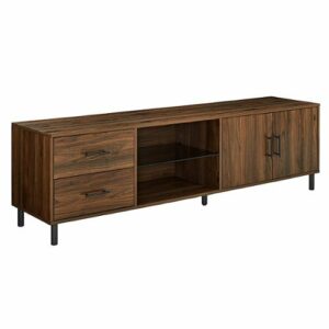 Walker Edison - Modern Low Profile TV Console for TV's up to 80" - Dark Walnut