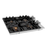 ZLINE - 30" Gas Cooktop with 4 Gas Brass Burners and Black Porcelain Top - Black