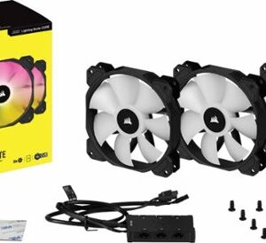 CORSAIR - iCUE SP120 RGB ELITE Performance 120mm PWM Triple Fan Kit with iCUE Lighting Node CORE - Black