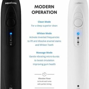 AquaSonic - Duo Series Rechargeable Electric Toothbrush Set - White/Satin Black