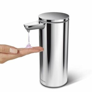 simplehuman - 9 oz. Touch-Free Rechargeable Sensor Liquid Soap Pump Dispenser - Polished Stainless Steel