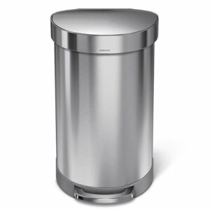 simplehuman - 45 Liter Semi-Round Step Can with Liner Rim - Brushed Stainless Steel