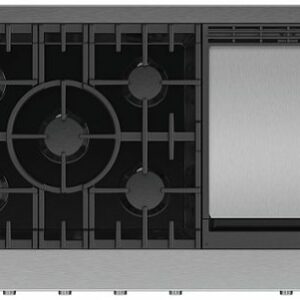 Fisher & Paykel - 48 in Professional LP Gas Rangetop 5 Burners with Griddle - Stainless Steel