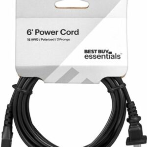 Best Buy essentials™ - 6' 2-Slot Polarized Power Cord - Black