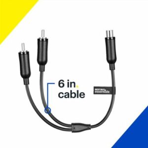 Best Buy essentials™ - 6" 2-Way 1-Female to 2-Male RCA Splitter - Black