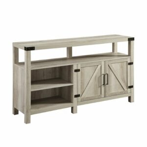 Walker Edison - Modern Farmhouse Barn Door Highboy TV Stand for TVs up to 65" - White Oak