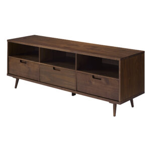 Walker Edison - Mid Century Modern 3 Drawer Solid Wood Console for TVs up to 80" - Walnut