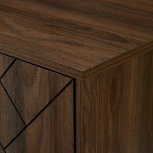 Walker Edison - Modern Herringbone TV Stand for TVs up to 80” - Dark Walnut