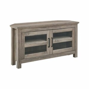 Walker Edison - Transitional Modern Farmhouse Wood Corner TV Stand for TVs up to 50" - Grey Wash