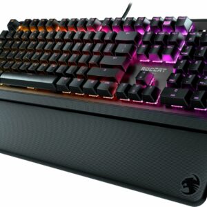 ROCCAT - Pyro Full-size Wired Mechanical Linear Switch Gaming Keyboard with RGB, Brushed Aluminum Top, and Detachable Palm Rest - Black