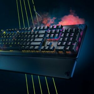 ROCCAT - Pyro Full-size Wired Mechanical Linear Switch Gaming Keyboard with RGB, Brushed Aluminum Top, and Detachable Palm Rest - Black