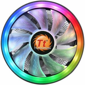 Thermaltake - UX100 5V Motherboard ARGB Sync 16.8 Million Colors 15 Addressable LED Intel/AMD Universal CPU Cooler - Black