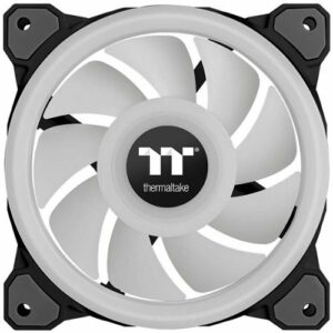 Thermaltake - Riing Quad 120mm 16.8 Million RGB Color 4 Light Rings 54 Addressable LED 9 Blades Hydraulic Bearing Case Fan (3-Pack) - Black