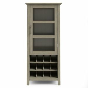 Simpli Home - Avalon High Storage Wine Rack Cabinet - Distressed Grey